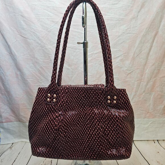 LA GIOE di TOSCANA The Italian Collection Snake Croc Print Patent Leather Bag - Picture 8 of 15